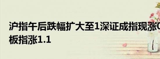 沪指午后跌幅扩大至1深证成指现涨0.28创业板指涨1.1