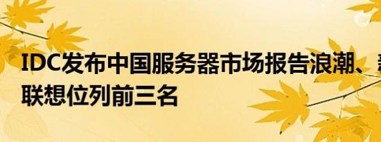IDC发布中国服务器市场报告浪潮、新华三和联想位列前三名