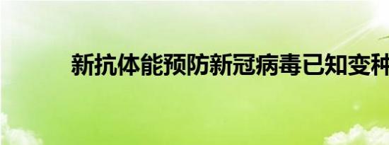 新抗体能预防新冠病毒已知变种
