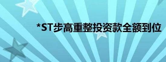 *ST步高重整投资款全额到位