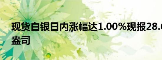 现货白银日内涨幅达1.00%现报28.67美元/盎司