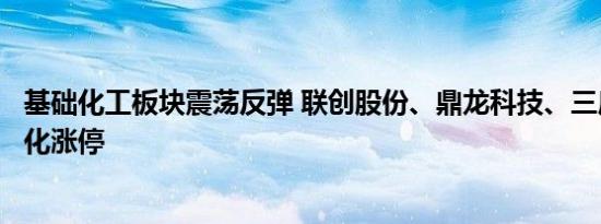 基础化工板块震荡反弹 联创股份、鼎龙科技、三房巷、赤天化涨停