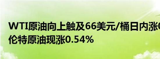 WTI原油向上触及66美元/桶日内涨0.36%布伦特原油现涨0.54%
