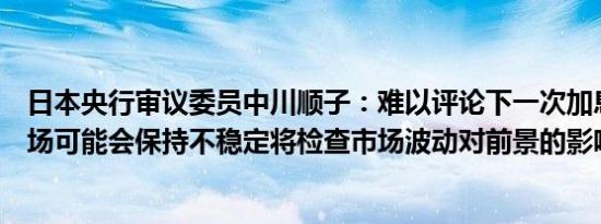 日本央行审议委员中川顺子：难以评论下一次加息的时机市场可能会保持不稳定将检查市场波动对前景的影响