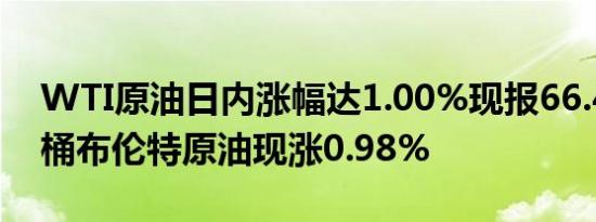 WTI原油日内涨幅达1.00%现报66.43美元/桶布伦特原油现涨0.98%