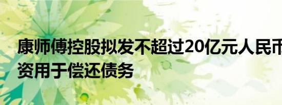 康师傅控股拟发不超过20亿元人民币中票 募资用于偿还债务
