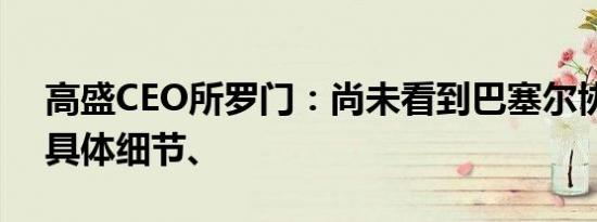 高盛CEO所罗门：尚未看到巴塞尔协议III的具体细节、