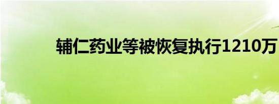 辅仁药业等被恢复执行1210万