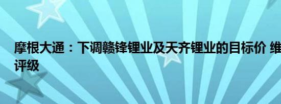摩根大通：下调赣锋锂业及天齐锂业的目标价 维持“减持”评级