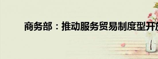 商务部：推动服务贸易制度型开放