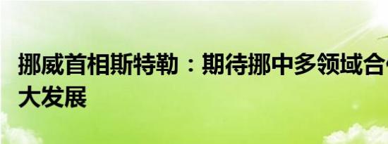 挪威首相斯特勒：期待挪中多领域合作取得更大发展