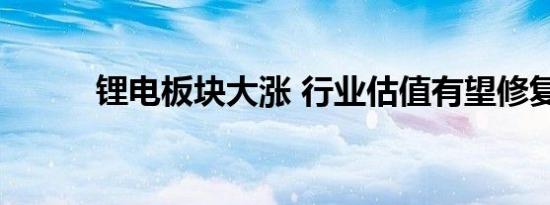 锂电板块大涨 行业估值有望修复