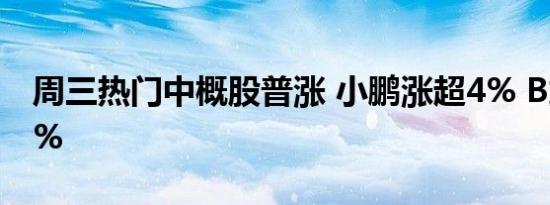 周三热门中概股普涨 小鹏涨超4% B站涨超3%