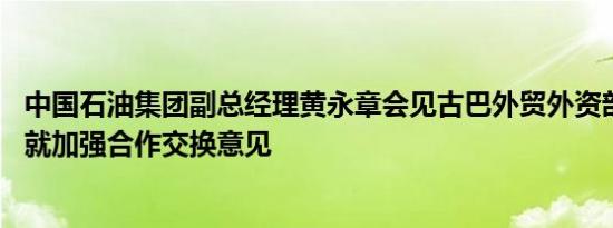 中国石油集团副总经理黄永章会见古巴外贸外资部部长 双方就加强合作交换意见