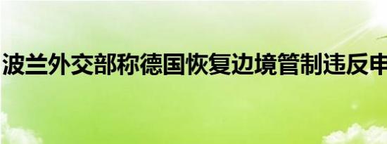 波兰外交部称德国恢复边境管制违反申根协定