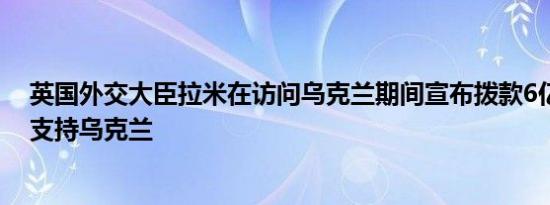 英国外交大臣拉米在访问乌克兰期间宣布拨款6亿英镑用于支持乌克兰