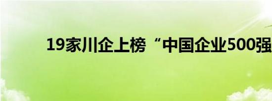 19家川企上榜“中国企业500强”