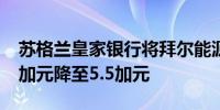 苏格兰皇家银行将拜尔能源公司目标价从6.5加元降至5.5加元