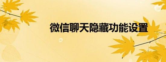 微信聊天隐藏功能设置