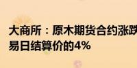 大商所：原木期货合约涨跌停板幅度为上一交易日结算价的4%