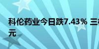科伦药业今日跌7.43% 三机构净卖出1.03亿元