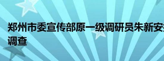 郑州市委宣传部原一级调研员朱新安接受审查调查