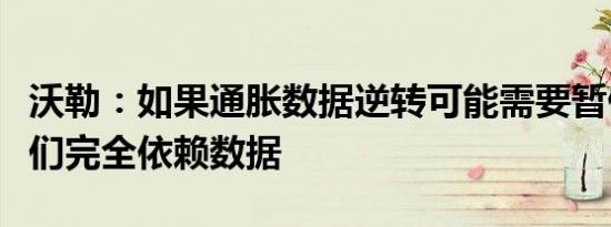 沃勒：如果通胀数据逆转可能需要暂停目前我们完全依赖数据