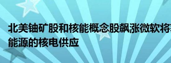 北美铀矿股和核能概念股飙涨微软将获得星牌能源的核电供应