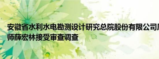 安徽省水利水电勘测设计研究总院股份有限公司原副总工程师薛宏林接受审查调查