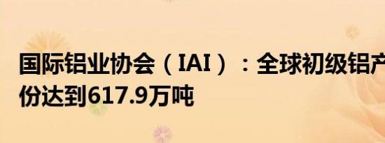 国际铝业协会（IAI）：全球初级铝产量在8月份达到617.9万吨