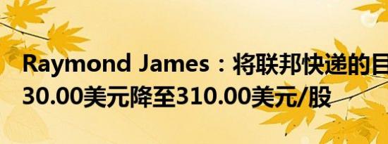 Raymond James：将联邦快递的目标价从330.00美元降至310.00美元/股