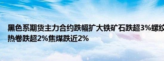 黑色系期货主力合约跌幅扩大铁矿石跌超3%螺纹钢、焦炭、热卷跌超2%焦煤跌近2%