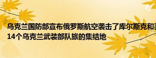 乌克兰国防部宣布俄罗斯航空袭击了库尔斯克和苏梅地区的14个乌克兰武装部队旅的集结地