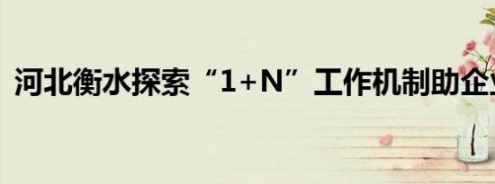 河北衡水探索“1+N”工作机制助企业发展
