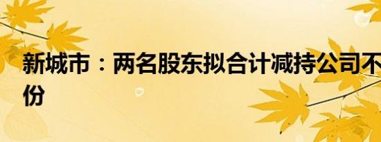新城市：两名股东拟合计减持公司不超4%股份