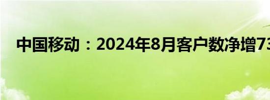中国移动：2024年8月客户数净增73万户
