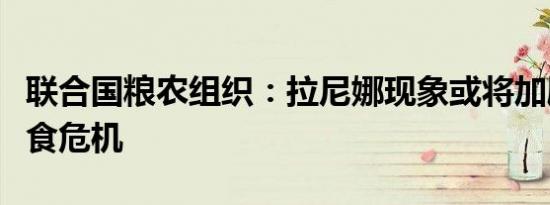 联合国粮农组织：拉尼娜现象或将加剧全球粮食危机