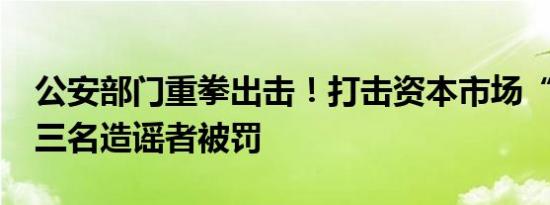 公安部门重拳出击！打击资本市场“小作文”三名造谣者被罚