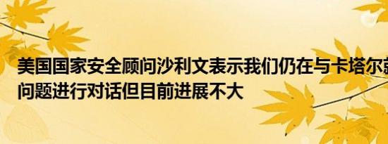 美国国家安全顾问沙利文表示我们仍在与卡塔尔就委内瑞拉问题进行对话但目前进展不大