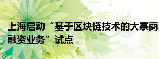 上海启动“基于区块链技术的大宗商品供应链融资业务”试点