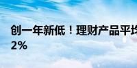创一年新低！理财产品平均业绩基准跌至2.82%