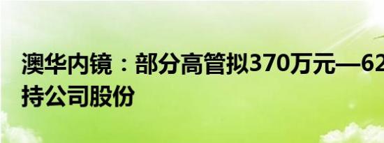 澳华内镜：部分高管拟370万元—620万元增持公司股份