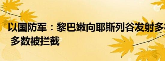 以国防军：黎巴嫩向耶斯列谷发射多枚火箭弹 多数被拦截