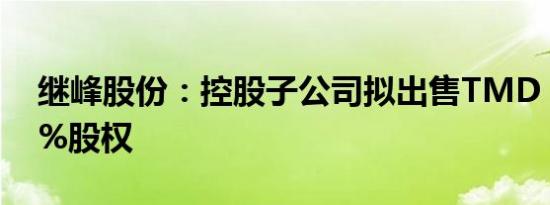 继峰股份：控股子公司拟出售TMD LLC100%股权