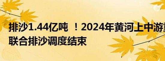 排沙1.44亿吨 ！2024年黄河上中游重点水库联合排沙调度结束