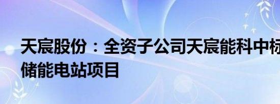 天宸股份：全资子公司天宸能科中标1.24亿储能电站项目