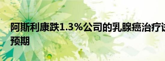 阿斯利康跌1.3%公司的乳腺癌治疗试验未达预期