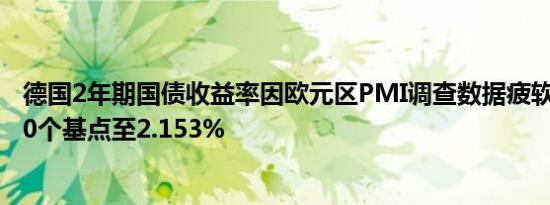 德国2年期国债收益率因欧元区PMI调查数据疲软日内下跌10个基点至2.153%
