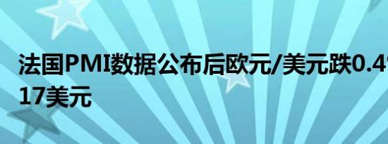 法国PMI数据公布后欧元/美元跌0.4%至1.1117美元
