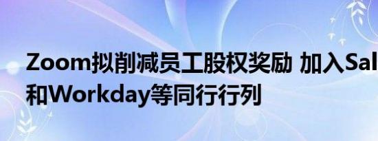 Zoom拟削减员工股权奖励 加入Salesforce和Workday等同行行列